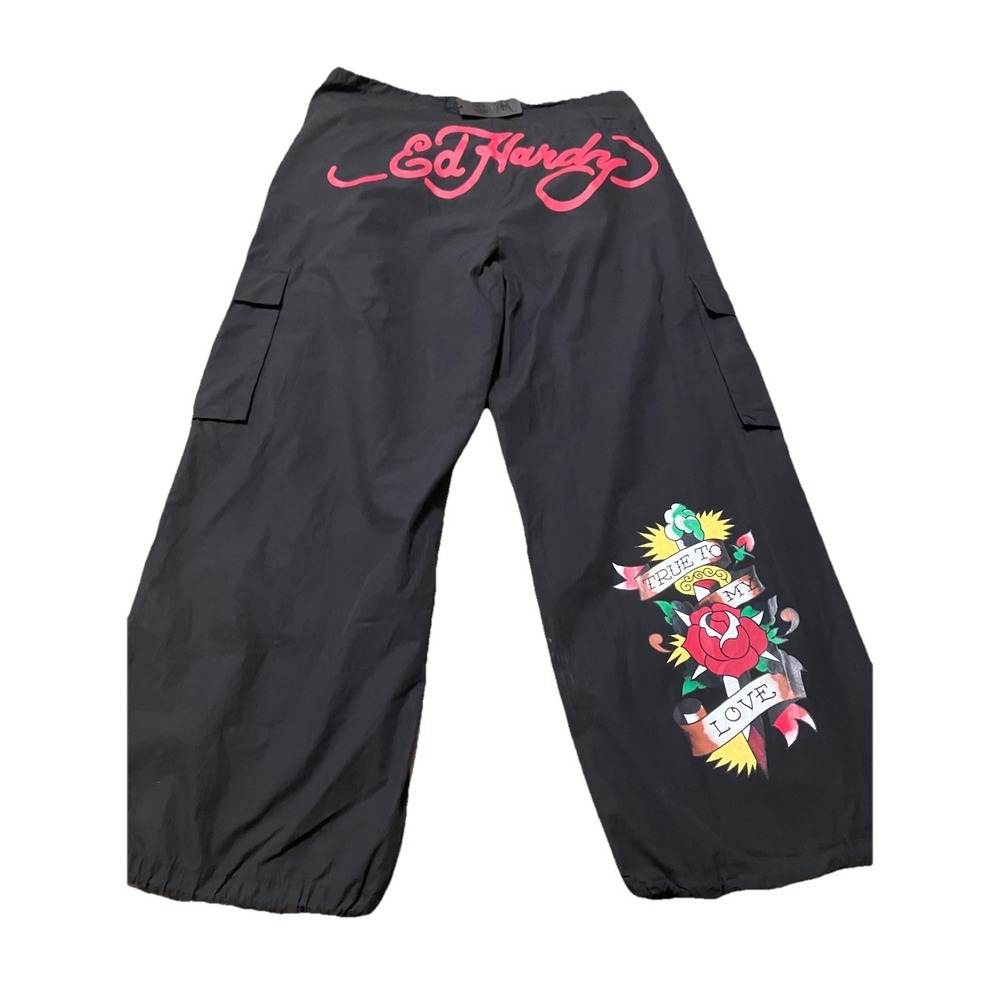 Ed Hardy Black Cargo Pants Size XL